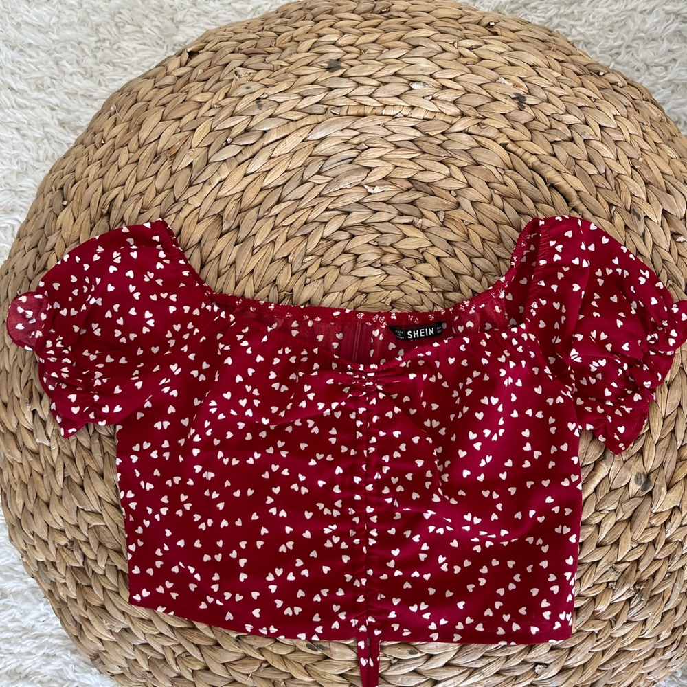 Red Off-Shoulder Top - Picture 2 of 5